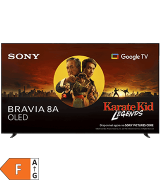 Televisão Sony Bravia 8A OLED com Karate Kid Legends, compatível com Google TV.