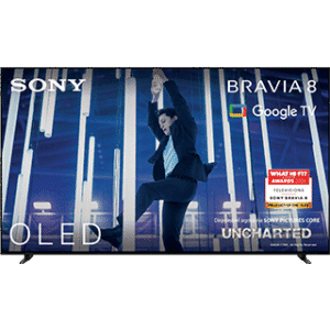 Televisão OLED Sony Bravia 8 com Google TV, qualidade de imagem 4K e design moderno.