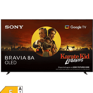 Ecrã Sony Bravia 8A OLED com conteúdo de Karate Kid Legends, compatível com Google TV.