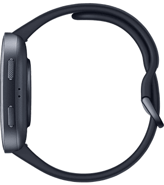 Relógio inteligente com pulseira preta para monitorização de atividades físicas e notificações.