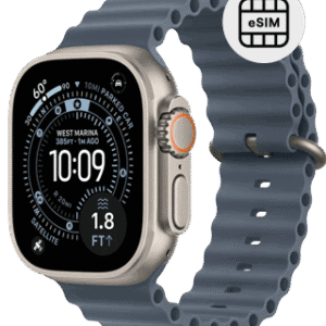 Relógio inteligente com GPS, monitor de saúde e compatibilidade com eSIM para uso independente.