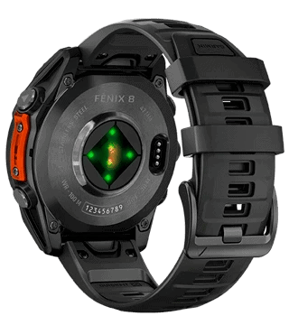 Relógio GPS Fénix 8 com sensores de alta precisão e design robusto para atividades ao ar livre.