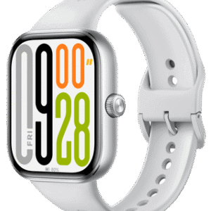 Relógio inteligente Apple Watch com tela digital e pulseira branca, ideal para monitorização de saúd.