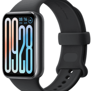 Relógio inteligente com tela digital e pulseira de silicone preta, ideal para monitoramento de ativi.