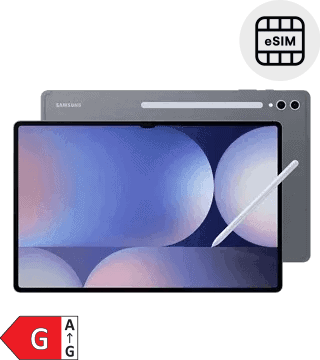 Tablet com eSIM e stylus para uso profissional e pessoal.