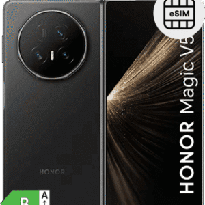 Imagem do Honor Magic V5, smartphone com câmera circular e tela de alta resolução.