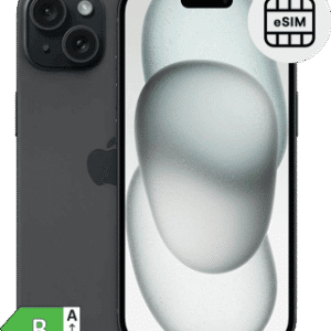 Telefone inteligente com tecnologia eSIM e câmera avançada.