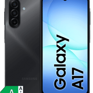 Telefone Samsung Galaxy A17 com câmeras triplas e design moderno.