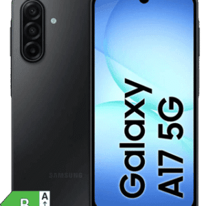Smartphone Samsung Galaxy A17 5G com câmara tripla e tela grande.