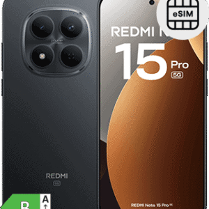 Imagem do smartphone Redmi Note 15 Pro 5G com câmeras múltiplas e design moderno.