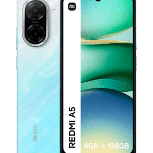 Smartphone Redmi A5 com câmara dupla, 4GB de RAM e 128GB de armazenamento, ideal para uso diário.