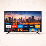 Smart TV com aplicativos de streaming e entretenimento.